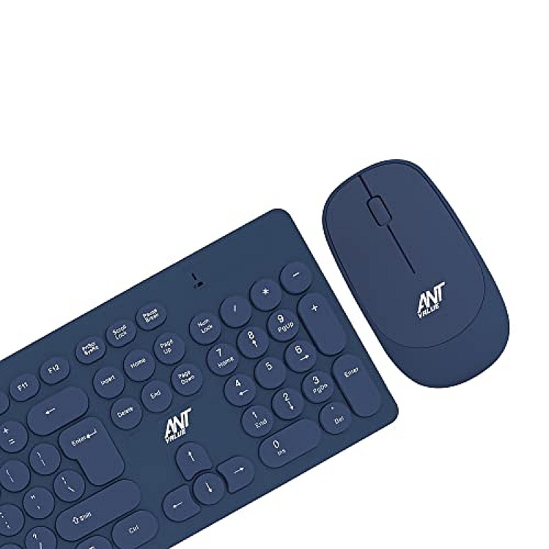 Ant Value FKBRI05 Wireless Keyboard Mouse Combo 110 Keys Full Size Ultra Thin Keyboard for Laptop (Blue)