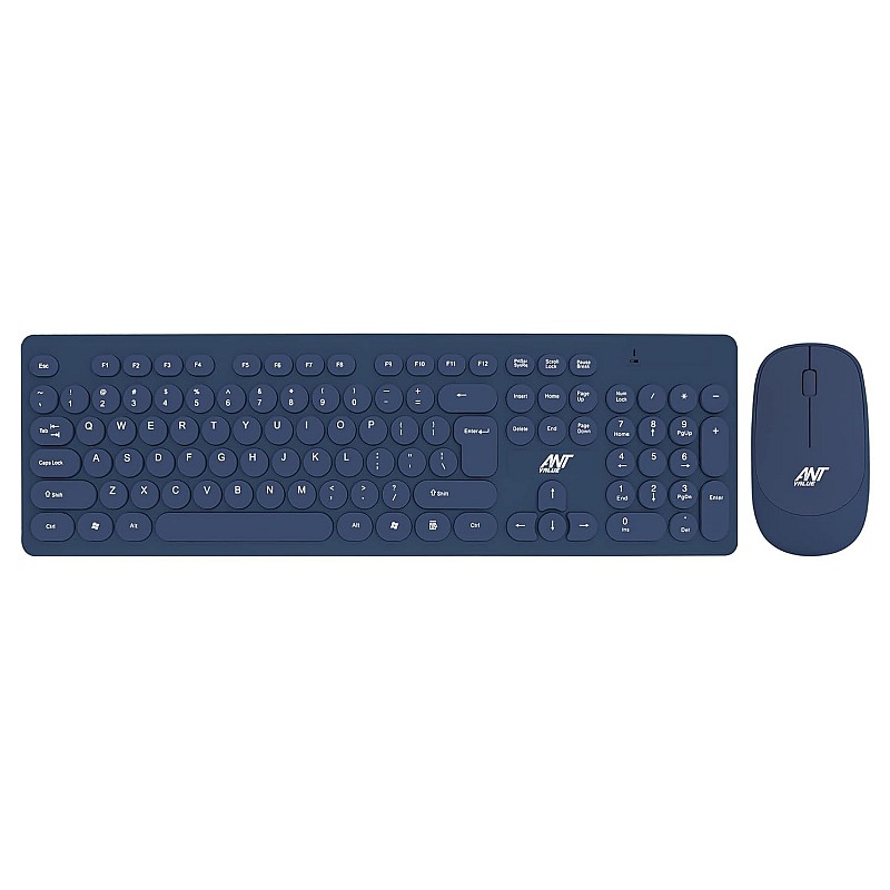 Ant Value FKBRI05 Wireless Keyboard Mouse Combo 110 Keys Full Size Ultra Thin Keyboard for Laptop (Blue)