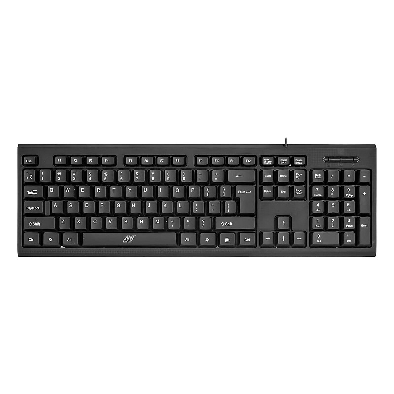 Ant Value FKBRI01 Ultra-Slim Compact USB Wired Keyboard for Mac and PC,Windows 10/8 / 7 / Vista/XP, Spill-Resistant Silent Keyboard – Membrane Water-Resistant Coating 10 Million Keystrokes (Black)