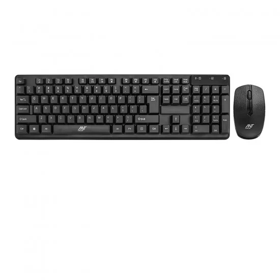 Ant Value FKBRI03 / Auto-Stand-by, Silent Keys, 8 hot Keys Keyboard and Mouse Set Wireless Desktop Keyboard (Black)