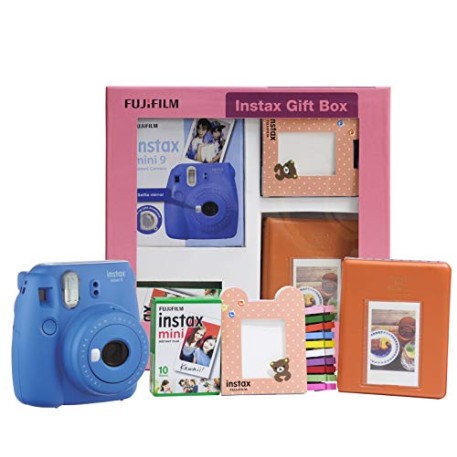 Fujifilm Instax Mini 9 Instant Camera Cobalt Blue - Gift Box with 10 Shots