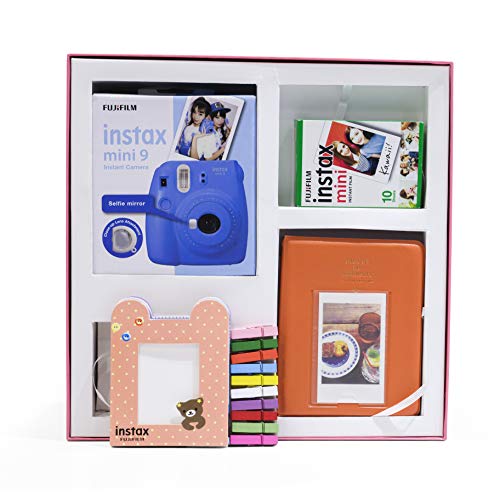 Fujifilm Instax Mini 9 Instant Camera Cobalt Blue - Gift Box with 10 Shots