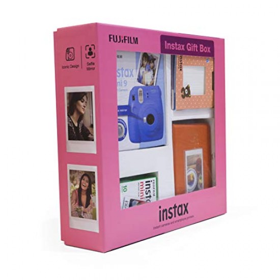 Fujifilm Instax Mini 9 Instant Camera (Cobalt Blue) Gift Box with 10 Shots
