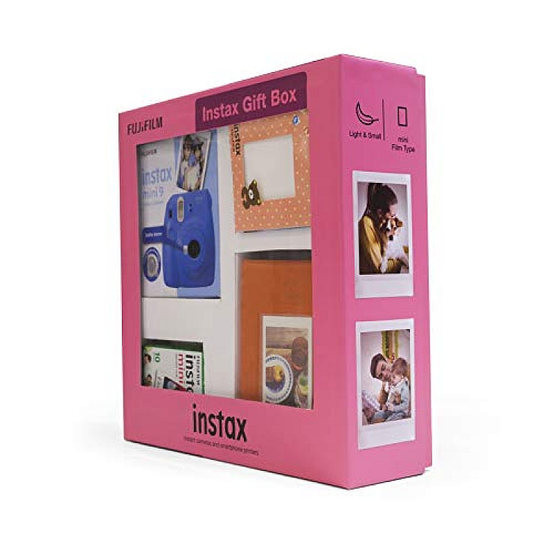 Fujifilm Instax Mini 9 Instant Camera (Cobalt Blue) Gift Box with 10 Shots