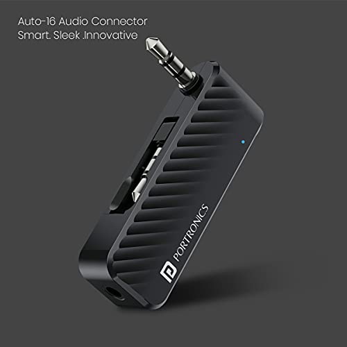 Portronics Auto 16 Bluetooth 5.1 Smart Audio Connector/Transmitter 3.5mm for TV/Desktop with Type-C Charging(Black) Portronics Auto 16 Bluetooth 5.1 Smart Audio Connector/Transmitter 3.5mm for TV/Desktop with Type-C Charging(Black)