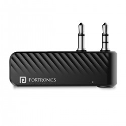 Portronics Auto 16 Bluetooth 5.1 Smart Audio Connector/Transmitter 3.5mm for TV/Desktop with Type-C Charging(Black)