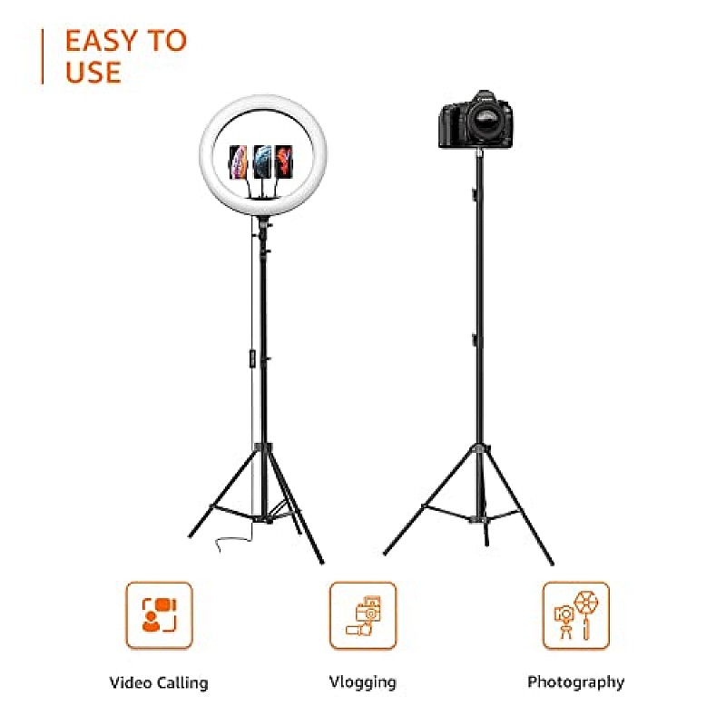 Amazon Basics LED Ring Light (14-inch) with Tripod Stand & Mini Tripod, and Dual Temperature Modes