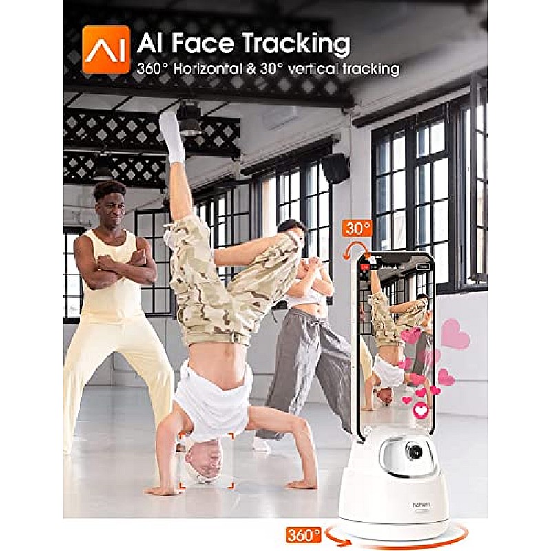 Hohem Go, Auto Face Tracking Tripod, 360° Rotation Selfie Stand for Phone & Tablet, Smart Tracking Phone Holder with Gesture Control