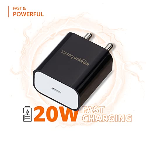 Amazon Basics 20W Phone Charger for Type C Adapter with Charging Without Cable Easy to Carry, Black Amazon Basics 20W Phone Charger for Type C Adapter with Charging Without Cable Easy to Carry, Black
