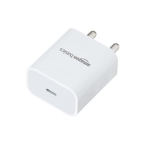 Amazon Basics 20 Watts Phone Charger for Type C Adapter with Charging Without Cable Easy to Carry(White) Amazon Basics 20 Watts Phone Charger for Type C Adapter with Charging Without Cable Easy to Carry(White)