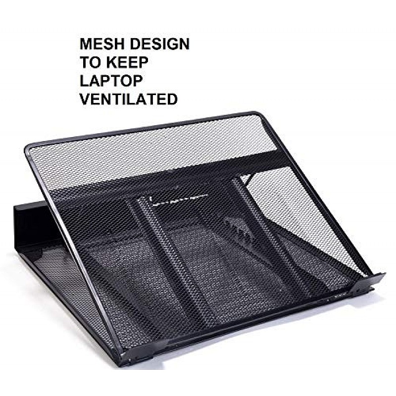 Callas Ventilated Height Adjustable Laptop Cooling Pad/Laptop Stand Metal Mesh | Strong Material Stand (Black Pack of 1)