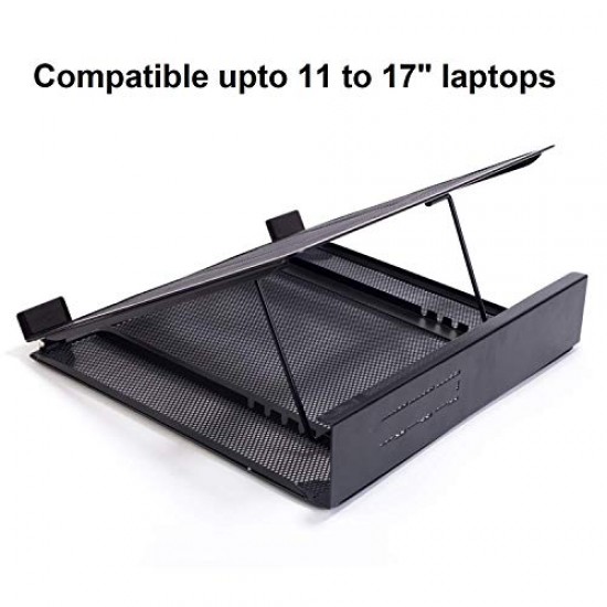 Callas Ventilated Height Adjustable Laptop Cooling Pad/Laptop Stand Metal Mesh | Strong Material Stand (Black Pack of 1)
