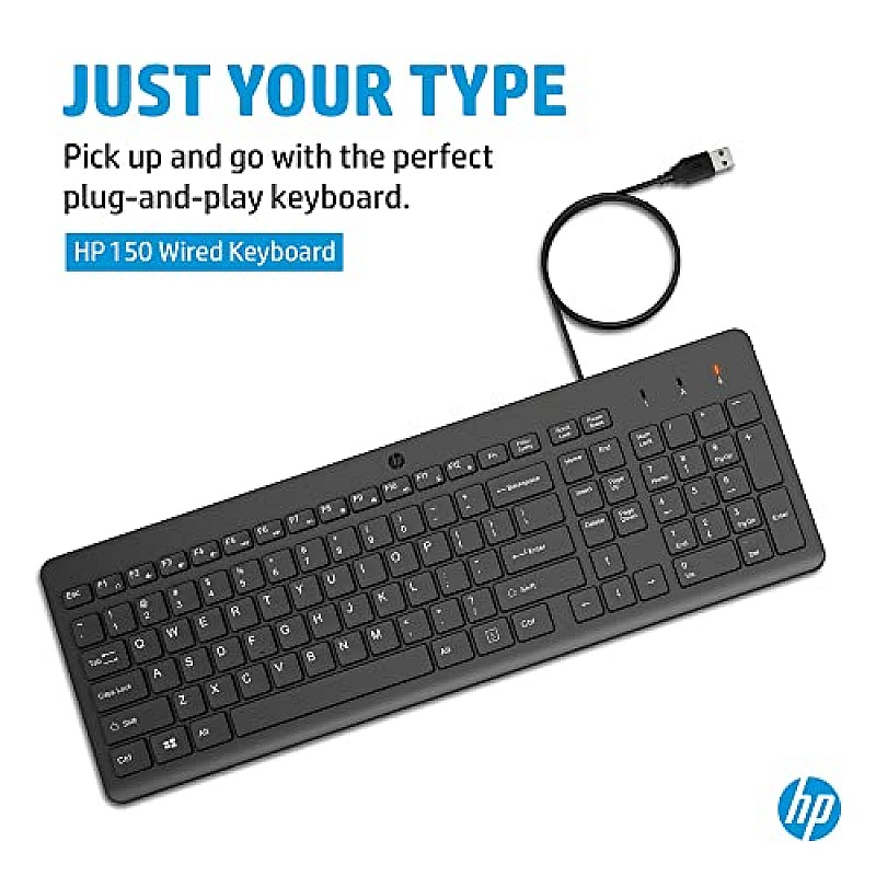 HP 150 Wired USB Keyboard Black