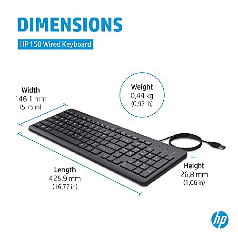 HP 150 Wired USB Keyboard Black