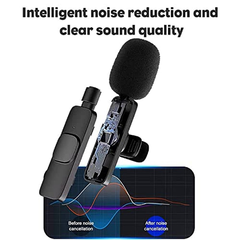 AIRTREE 1 K8 Wireless Microphone, Digital Mini Portable Recording Clip Mic with Receiver for All Type-C Lightning 