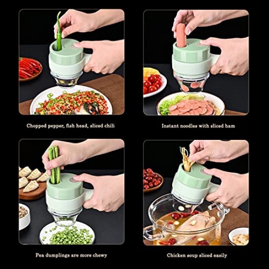 AIRTREE 4 in 1 Food Processor Electric Vegetable Cutter USB Cordless Vegetable Slicer Chopper Electric Small Food Processor