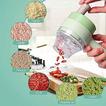 AIRTREE 4 in 1 Food Processor Electric Vegetable Cutter USB Cordless Vegetable Slicer Chopper Electric Small Food Processor