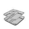 HOMETALES Stainless Steel 3 in 1 Square Pav Bhaaji Partition plate, Pack of 2