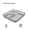 HOMETALES Stainless Steel 3 in 1 Square Pav Bhaaji Partition plate, Pack of 2