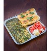 HOMETALES Stainless Steel 3 in 1 Square Pav Bhaaji Partition plate, Pack of 2