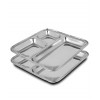 HOMETALES Stainless Steel 3 in 1 Square Pav Bhaaji Partition plate, Pack of 2