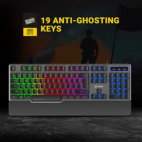 Ant Esports KM500 Pro Backlit Gaming Membrane Keyboard-19 Coating and 3200 DPI Optical Sensor LED Backlit Scroll Wheel Mouse Combo Ant Esports KM500 Pro Backlit Gaming Membrane Keyboard-19 Coating and 3200 DPI Optical Sensor LED Backlit Scroll Wheel Mouse Combo
