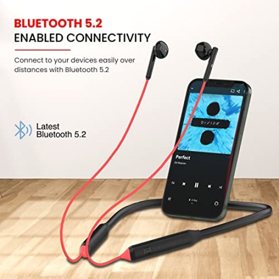 Portronics Harmonics Z5 Wireless Bluetooth Stereo Headset with 33Hrs Playtime, Double EQ Mode, 14.2 mm Dynamic Drivers, Click Action Buttons(Red)