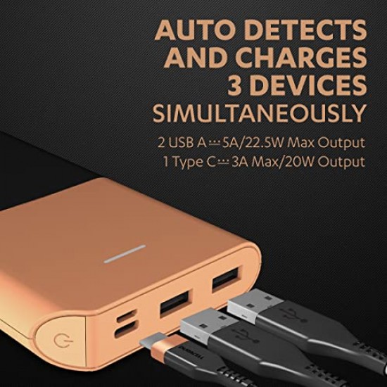 Duracell Power Bank 10000 mAh, Portable Charger, 22.5W Power Delivery for Smartphones
