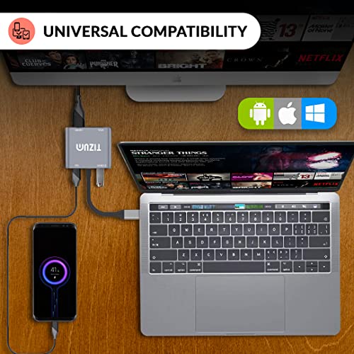 Tizum USB C Hub (2-in-1) Portable Multiport Adapter Connector,Type C USB hub to 4K HDMI VGA, Converter Charging Port, Cable (Grey) Tizum USB C Hub (2-in-1) Portable Multiport Adapter Connector,Type C USB hub to 4K HDMI VGA, Converter Charging Port, Cable (Grey)