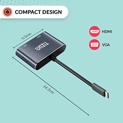 Tizum USB C Hub (2-in-1) Portable Multiport Adapter Connector,Type C USB hub to 4K HDMI VGA, Converter Charging Port, Cable (Grey) Tizum USB C Hub (2-in-1) Portable Multiport Adapter Connector,Type C USB hub to 4K HDMI VGA, Converter Charging Port, Cable (Grey)