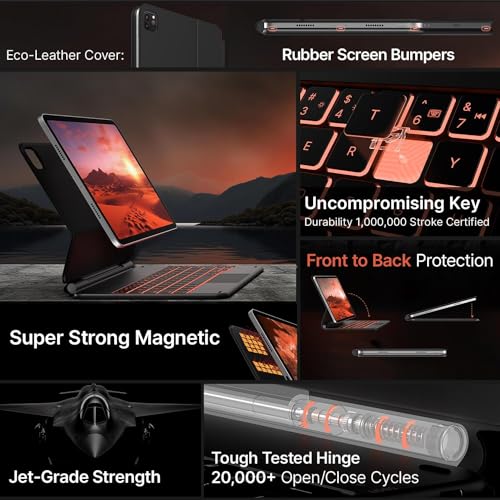 typecase Edge Magic Style Keyboard for iPad Air 11 (M2)-2024, Air 5th/4th Gen & iPad Pro 11 (4th/3rd/2nd/1st Gen), Click Anywhere Trackpad, 11-Color Backlit, Cantilever, Pencil Dock- Gr Black typecase Edge Magic Style Keyboard for iPad Air 11 (M2)-2024, Air 5th/4th Gen & iPad Pro 11 (4th/3rd/2nd/1st Gen), Click Anywhere Trackpad, 11-Color Backlit, Cantilever, Pencil Dock- Gr Black