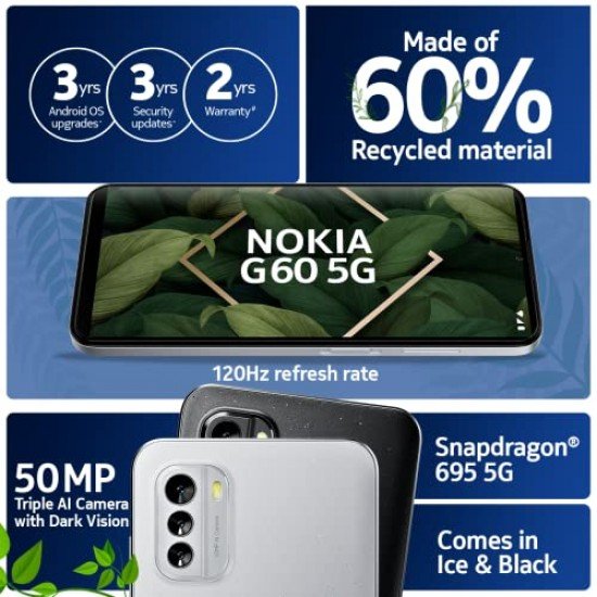 Nokia G60 5G 6GB RAM 128 GB Storage Black Refurbished