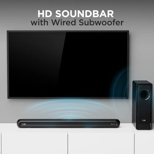 boAt Aavante Bar 1680D Bluetooth Soundbar with Dolby Audio, 120W RMS Signature Sound, 2.1 (Knight Black) boAt Aavante Bar 1680D Bluetooth Soundbar with Dolby Audio, 120W RMS Signature Sound, 2.1 (Knight Black)