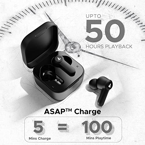 boAt Airdopes Fuel in Ear Headphones Quad Mics Beast Mode,50H Playtime Classic Black boAt Airdopes Fuel in Ear Headphones Quad Mics Beast Mode,50H Playtime Classic Black