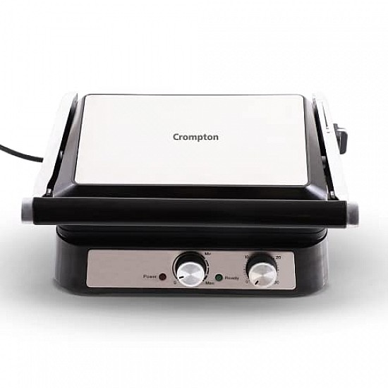 Crompton MaxCrisp 4 Slice Sandwich Maker 2000W with Timer and 180 Degrees Barbecue Grill