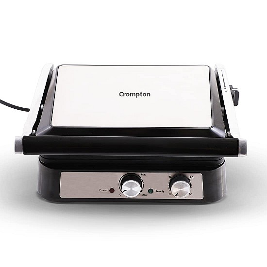 Crompton MaxCrisp 4 Slice Sandwich Maker 2000W with Timer and 180 Degrees Barbecue Grill