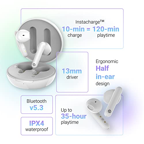 Noise Buds VS304 Truly Wireless in Ear Earbuds with 35H of Playtime, Instacharge(10 min=120 min), 13 mm Driver and BT v5.3 (Pearl White) Noise Buds VS304 Truly Wireless in Ear Earbuds with 35H of Playtime, Instacharge(10 min=120 min), 13 mm Driver and BT v5.3 (Pearl White)