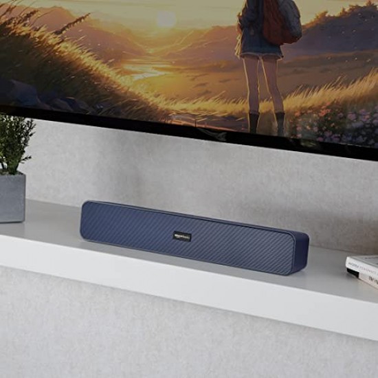 amazon basics Bluetooth Speaker 5.3 Soundbar with 16W RMS, 2000mAh Battery, Upto 19 Hrs Playtime Aux/USB Port (Blue)