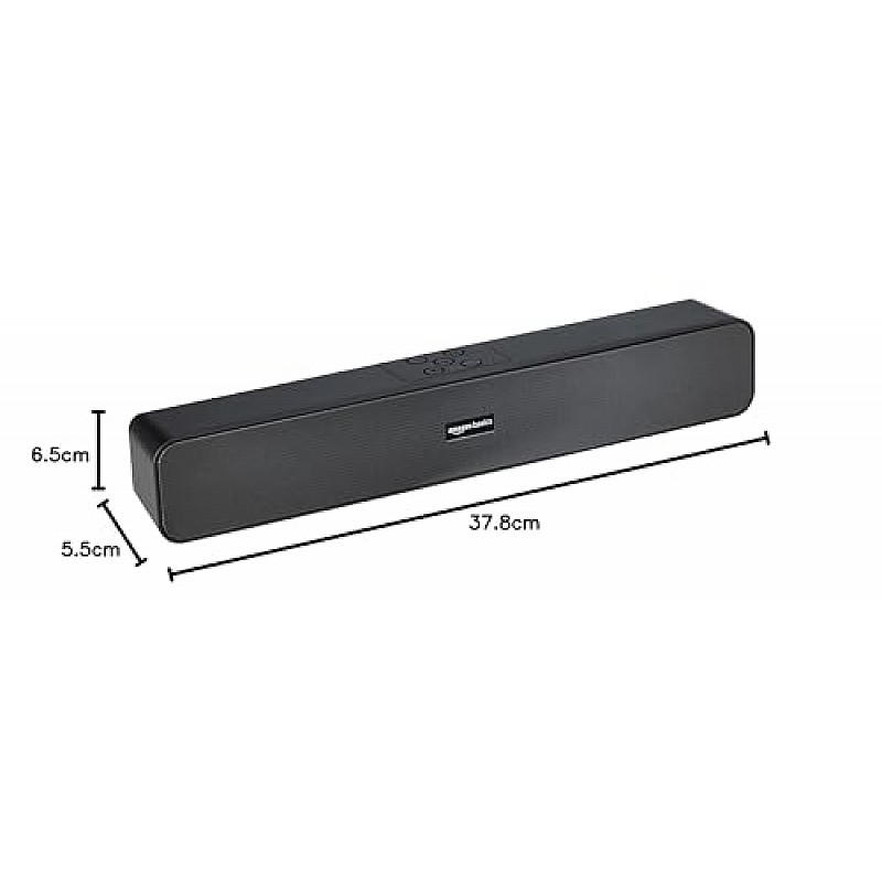 amazon basics Bluetooth Speaker 5.3 Soundbar with 16W RMS, 2000mAh Battery, Upto 19 Hrs Playtime Aux/USB Port (Black)