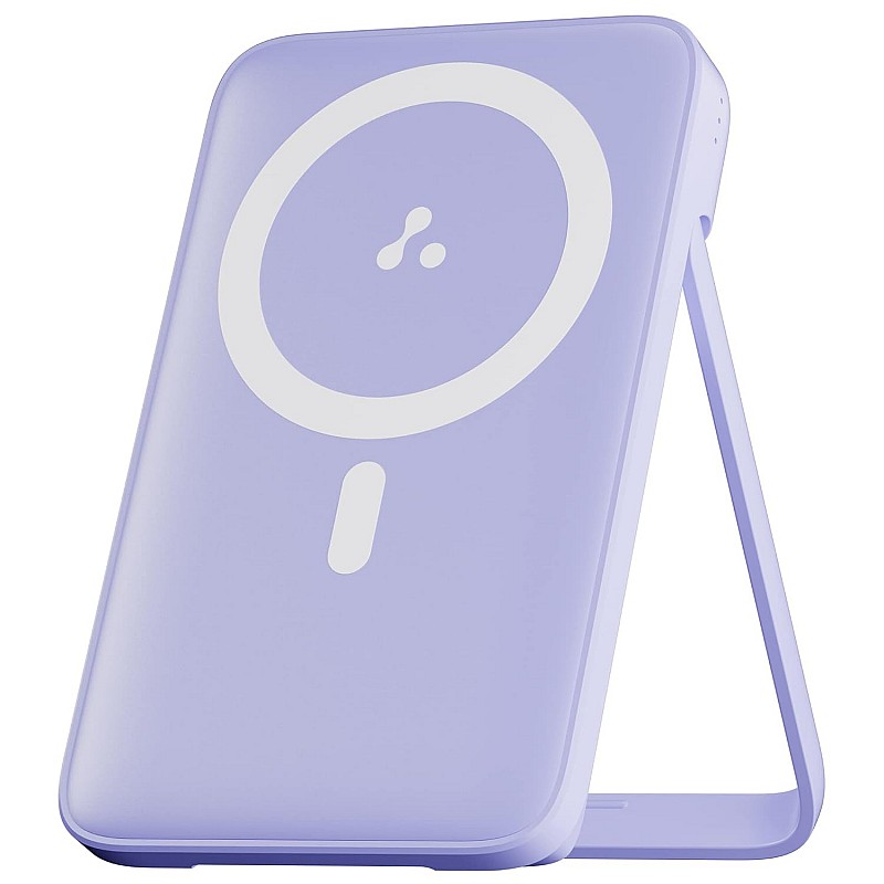 Ambrane 10000mAh Magnetic Wireless Power Bank for iPhone , 22.5W Wired + 15W Wireless Charging, Mobile Stand (Aerosync PB 10, Purple)