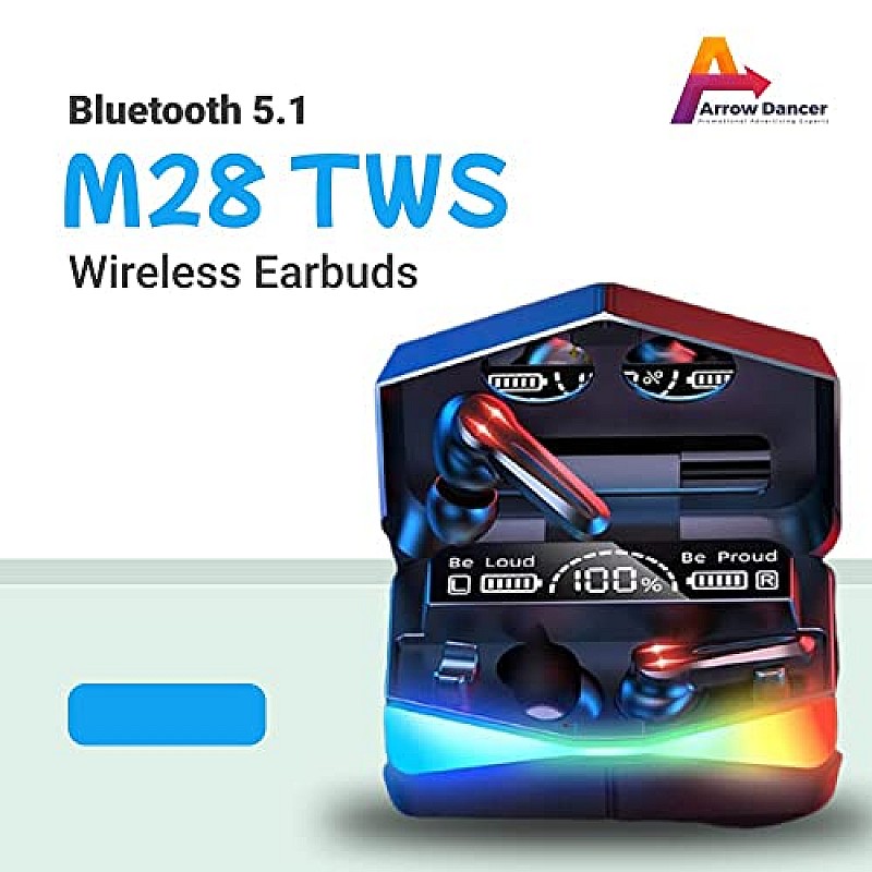 Airtree M28 Wireless Earbuds TWS,Bluetooth 5.1 Gaming Monster Earphones,Touch Control Headphones