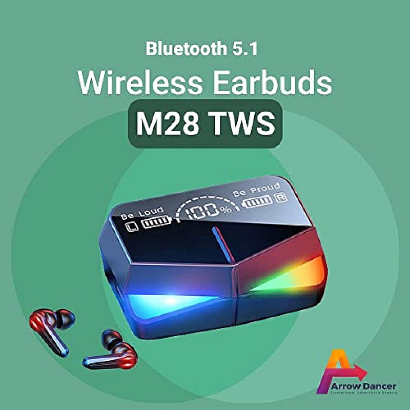 Airtree M28 Wireless Earbuds TWS,Bluetooth 5.1 Gaming Monster Earphones,Touch Control Headphones