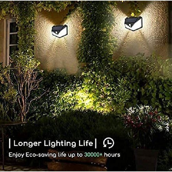 Airtree Solar Light 100 LED Motion Sensor Light 4 Side Bright Light with Dim Mode - Security Lamp for Home,Outdoors Pathways (Pack of 3)