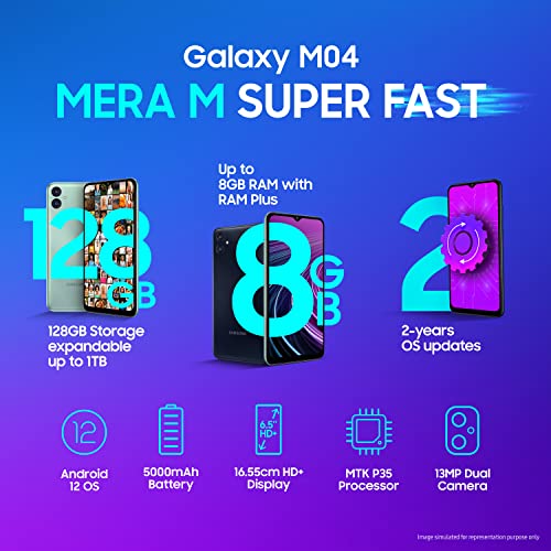 Samsung Galaxy M04 4GB RAM, 128GB Storage Upto 8GB RAM with RAM Plus Refurbished