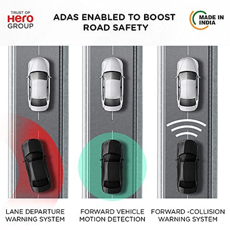 Qubo Car Dash Camera True 4K 2160P UHD Dash Cam from Hero Group, Made in India, ADAS, Built-in Wi-Fi, GPS 