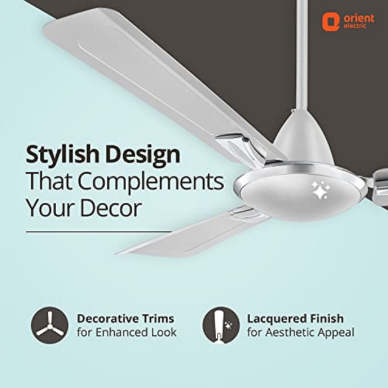 Orient Electric Gratia Antidust High-Speed Ceiling Fan Long-Lasting and Decorative (Silky Silver)