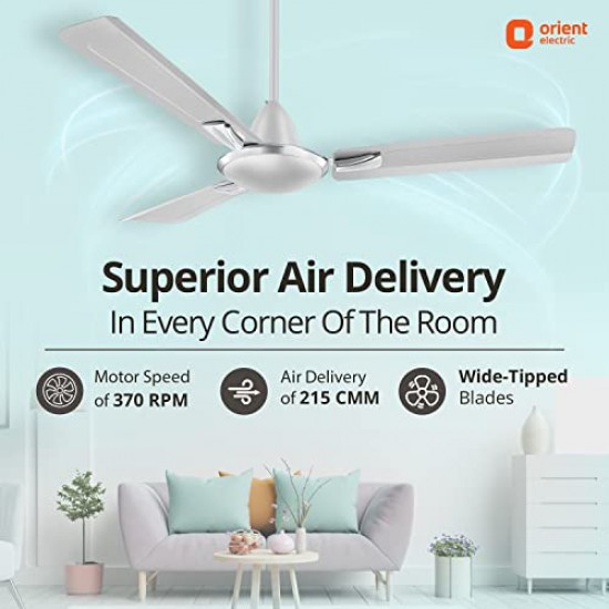 Orient Electric Gratia Antidust High-Speed Ceiling Fan Long-Lasting and Decorative (Silky Silver)