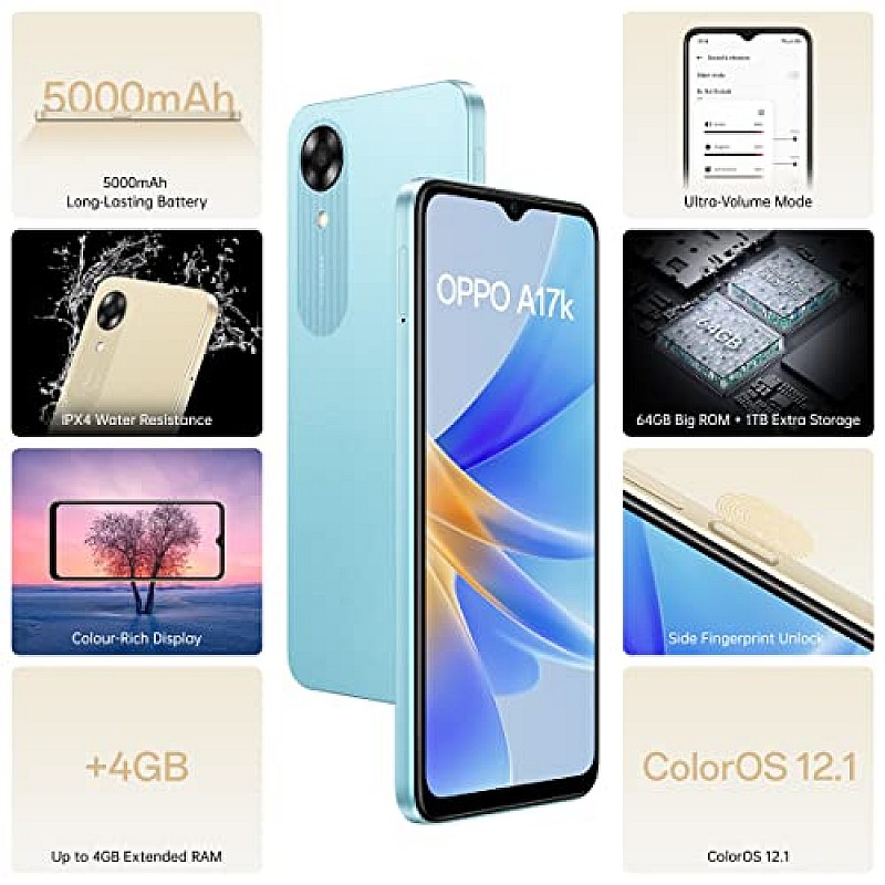 Oppo A17k Blue 3GB RAM, 64GB Storage Refurbished