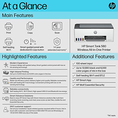 HP Smart Tank 580 All-in-one WiFi Colour Printer HP Smart Tank 580 All-in-one WiFi Colour Printer