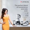 Longway Super Dlx 700 Watt Mixer Grinder with 3 Jars for Grinding, Mixing with 1100 Watt Dry Iron Black And Gray